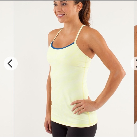 Lululemon Power Y Tank Top Yoga Luon Light in Pizazz Sz 6 yellow blue st… - Picture 1 of 15